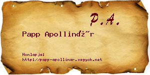 Papp Apollinár névjegykártya